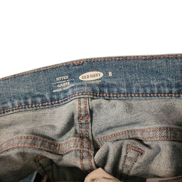 Old Navy Light Wash Denim Stretch Cuffed Jean Shorts Womens Size 8 Blue - Picture 4 of 6
